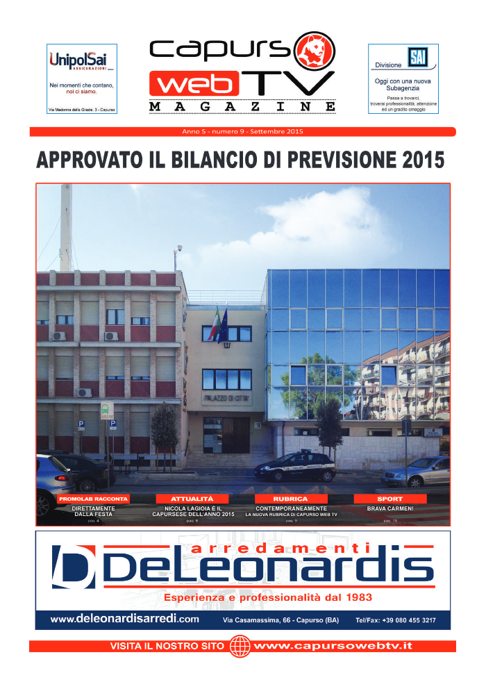 Capurso Web Tv Magazine – Anno 5 numero 9 – Settembre 2015