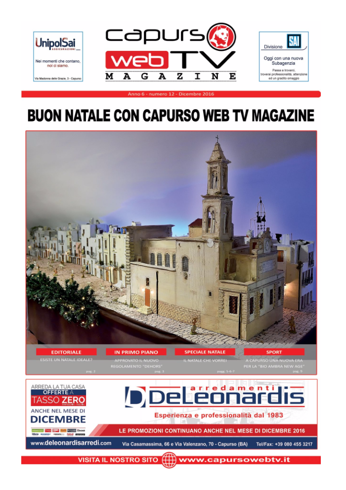 Capurso Web Tv Magazine – Anno 6 numero 12 – Diembre 2016