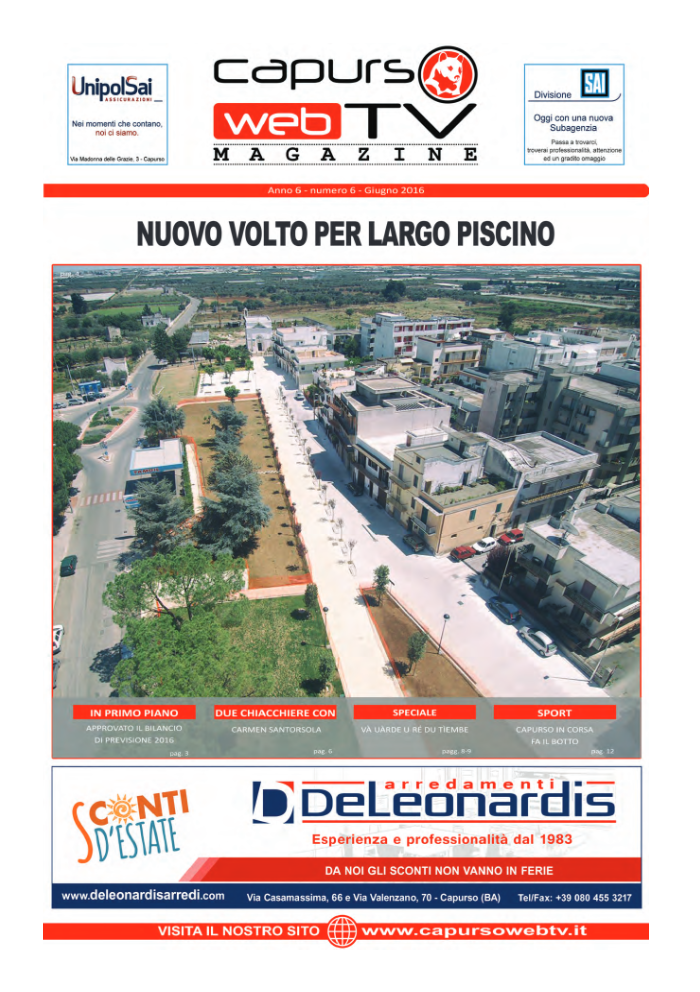 Capurso Web Tv Magazine – Anno 6 numero 6 – Giugno 2016