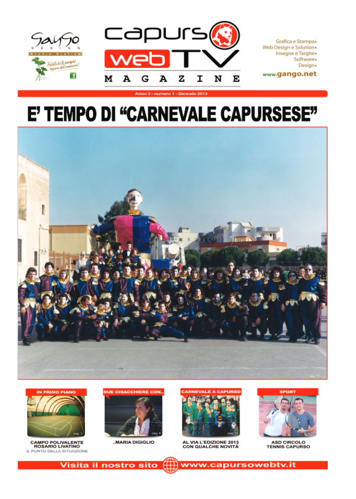 Capurso Web Tv Magazine – Anno 3 numero 1 – Gennaio 2013