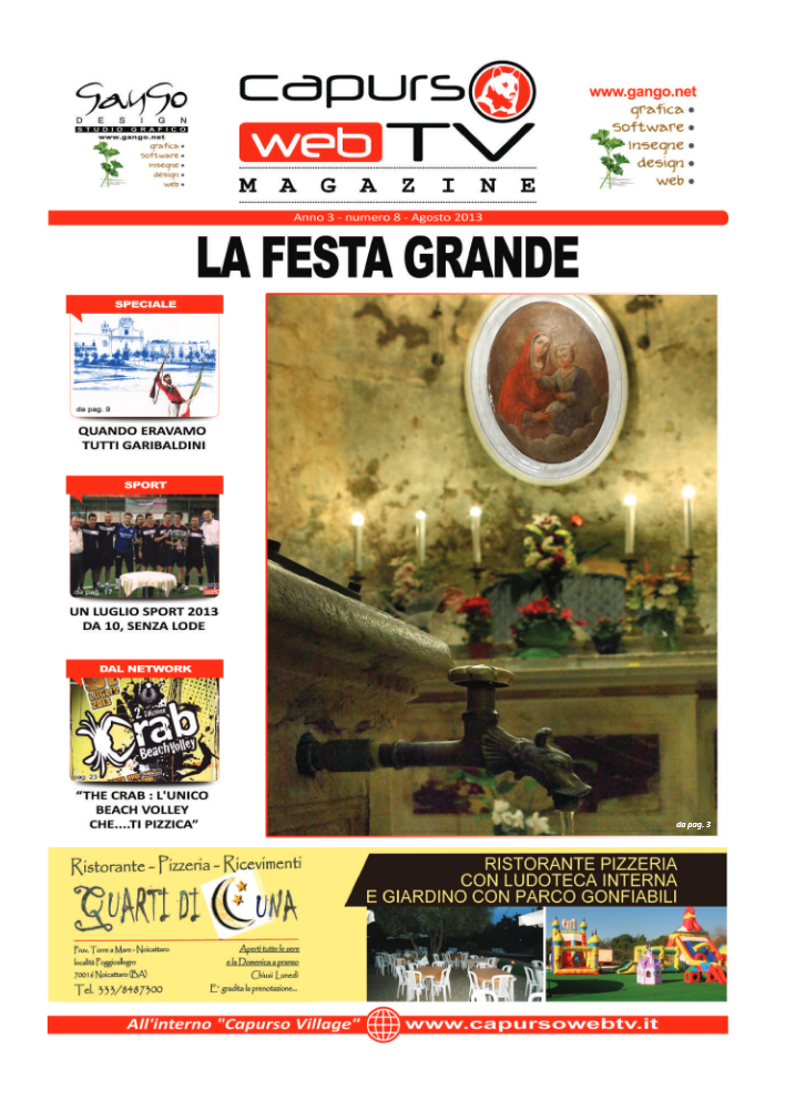 Capurso Web Tv Magazine – Anno 3 numero 8 – Agosto 2013