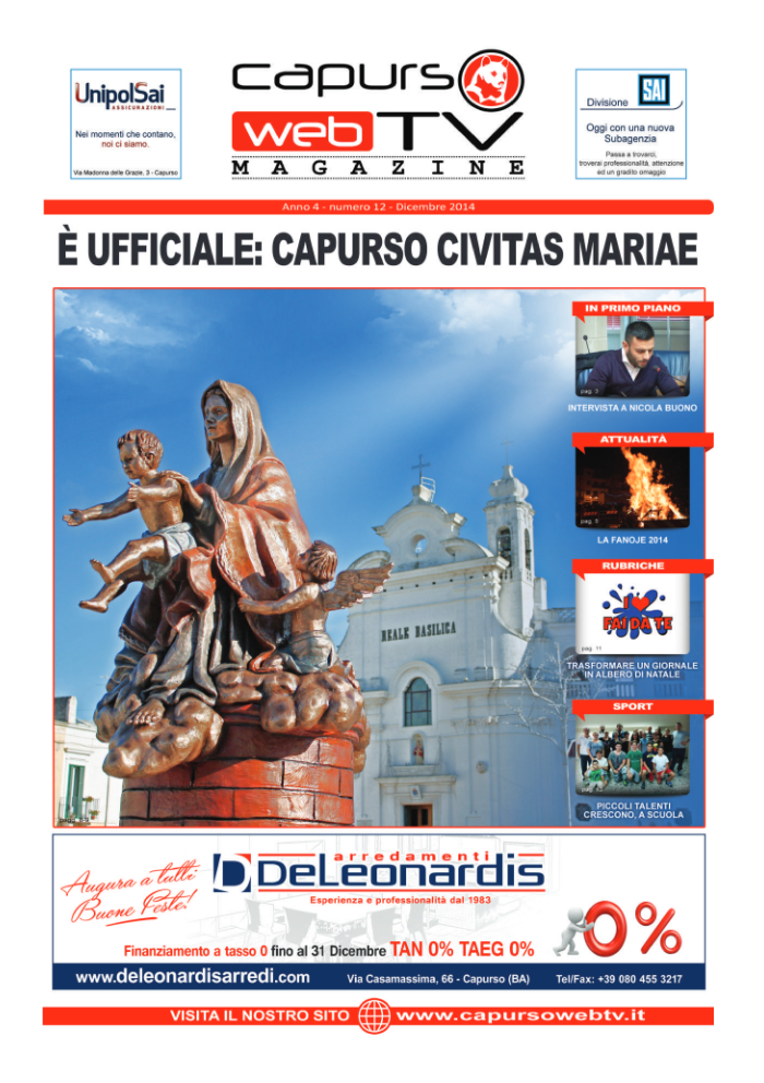 Capurso Web Tv Magazine – Anno 4 numero 12 – Dicembre 2014