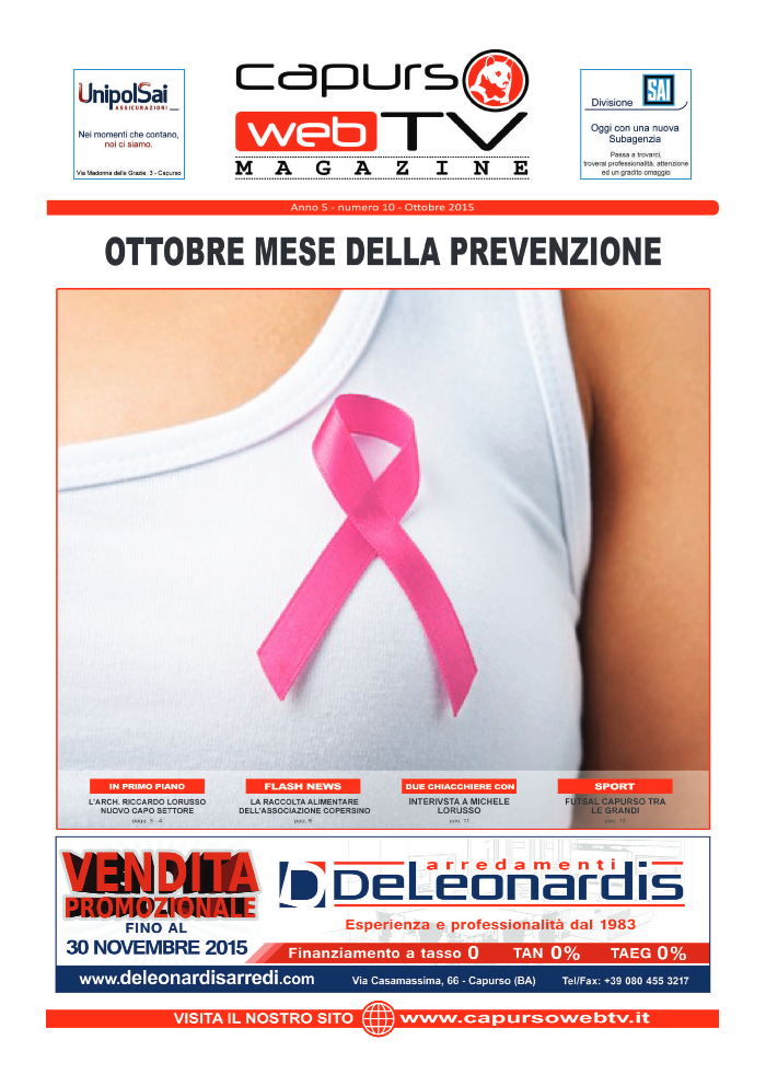 Capurso Web Tv Magazine – Anno 5 numero 10 – Ottobre 2015