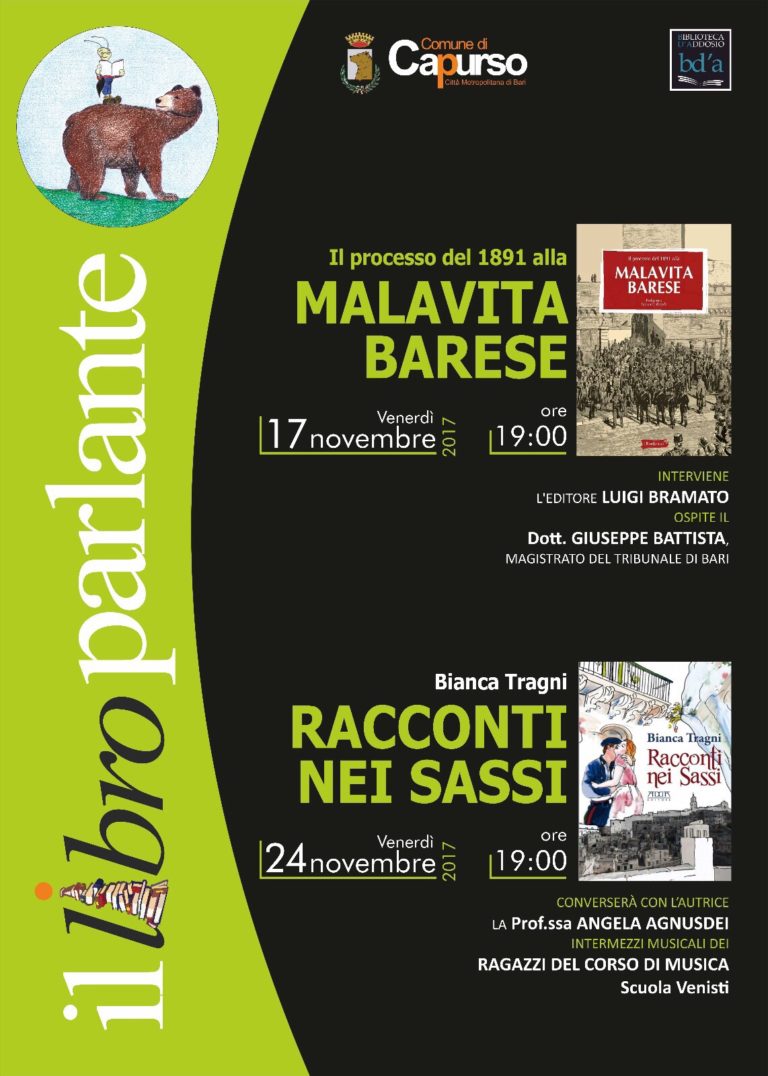 Questa sera Bianca Tragni a Capurso presenta “Racconti nei Sassi”