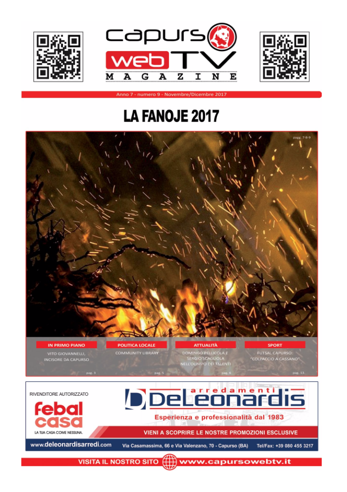 Capurso Web Tv Magazine – Anno 7 numero 9 – Novembre/Dicembre 2017
