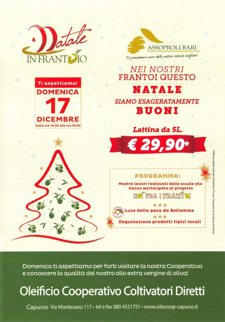 Natale 2017 in frantoio: una domenica alla scoperta dell’olio extravergine d’oliva