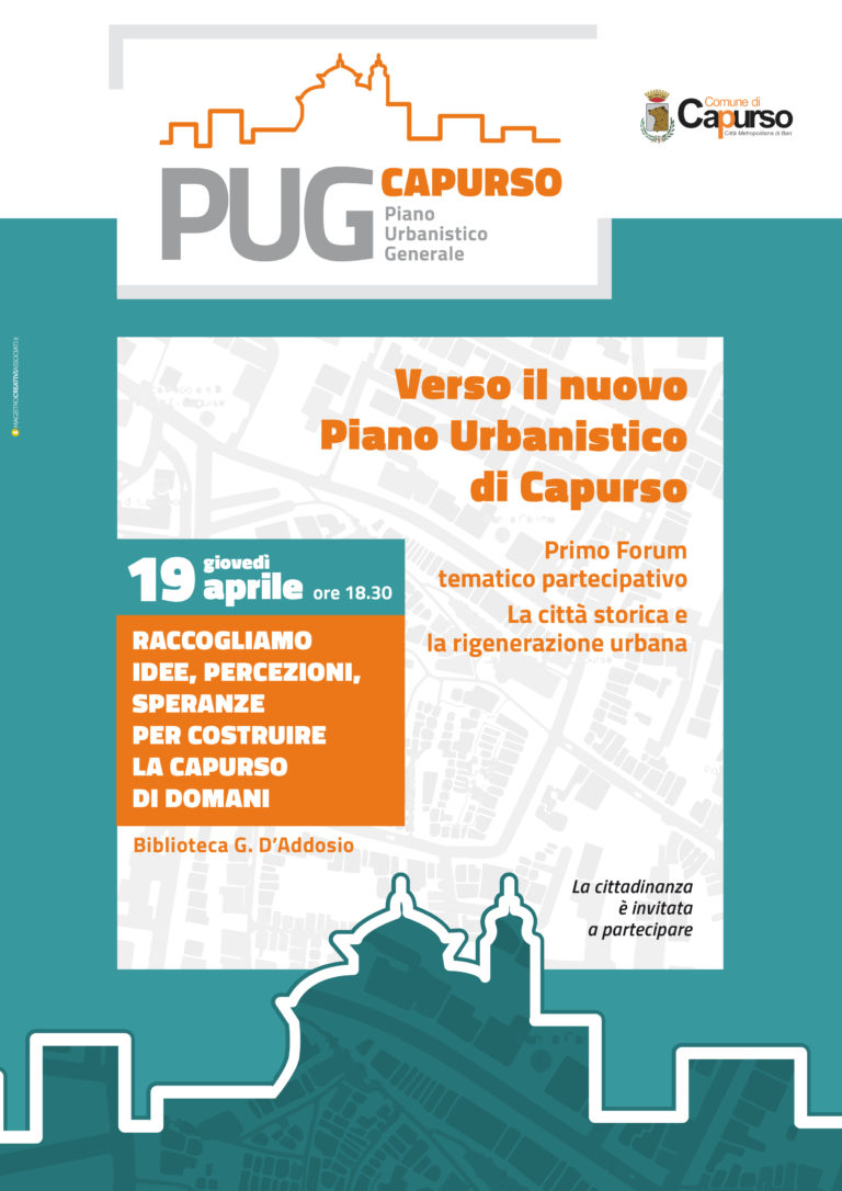 Piano Urbanistico Generale (PUG). Al via il percorso partecipativo