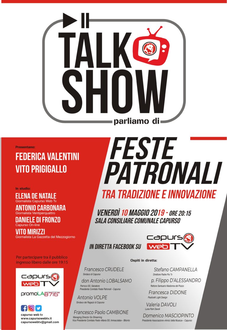 Oggi al via “Talk Show, parliamo di…”