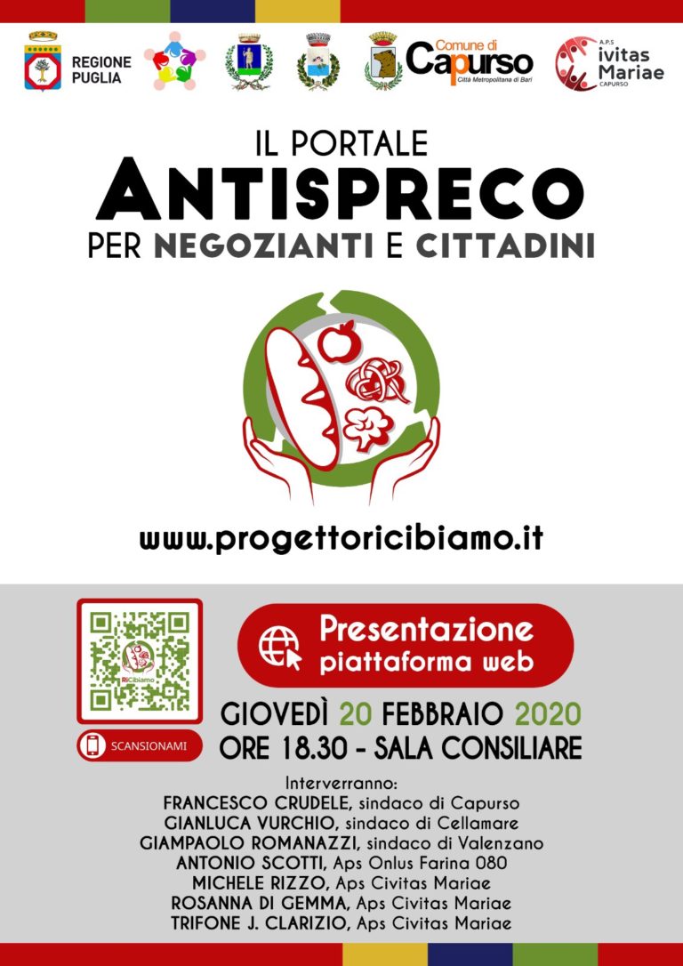 “Portale Antispreco” del Progetto RiCibiamo. Domani la presentazione ufficiale